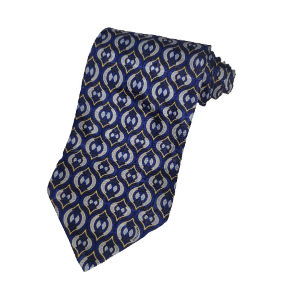 Structure 100% Silk Tie Blue Geometric Busines Necktie